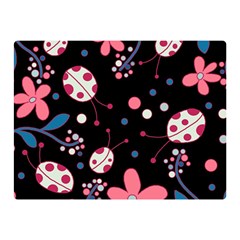 Pink Ladybugs And Flowers  Double Sided Flano Blanket (mini)  by Valentinaart