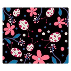 Pink Ladybugs And Flowers  Double Sided Flano Blanket (small)  by Valentinaart