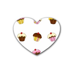 Colorful Cupcakes  Rubber Coaster (heart)  by Valentinaart