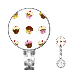 Colorful Cupcakes  Stainless Steel Nurses Watch by Valentinaart