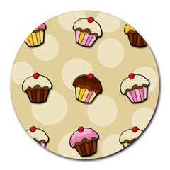 Colorful Cupcakes Pattern Round Mousepads by Valentinaart