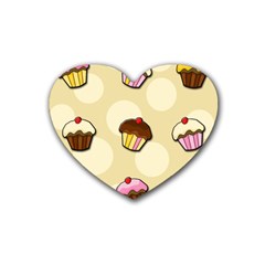 Colorful Cupcakes Pattern Rubber Coaster (heart)  by Valentinaart