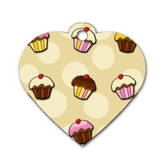 Colorful Cupcakes Pattern Dog Tag Heart (two Sides) by Valentinaart