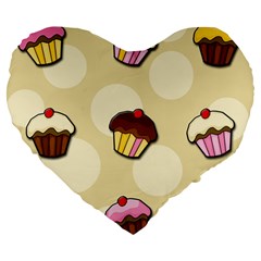 Colorful Cupcakes Pattern Large 19  Premium Heart Shape Cushions by Valentinaart