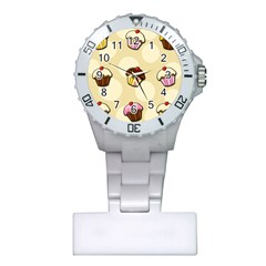 Colorful Cupcakes Pattern Plastic Nurses Watch by Valentinaart