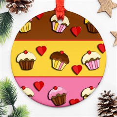 Love Cupcakes Round Ornament (two Sides) 