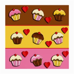 Love Cupcakes Medium Glasses Cloth (2-side) by Valentinaart