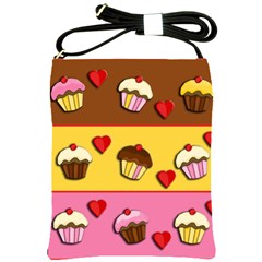 Love Cupcakes Shoulder Sling Bags by Valentinaart