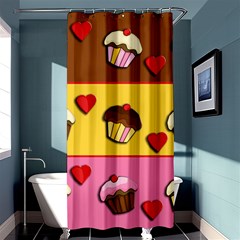 Love Cupcakes Shower Curtain 36  X 72  (stall)  by Valentinaart