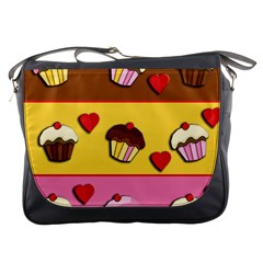 Love Cupcakes Messenger Bags by Valentinaart