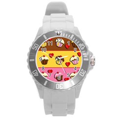 Love Cupcakes Round Plastic Sport Watch (l) by Valentinaart