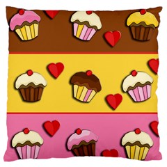 Love Cupcakes Large Cushion Case (one Side) by Valentinaart