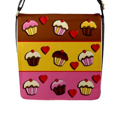 Love Cupcakes Flap Messenger Bag (l)  by Valentinaart