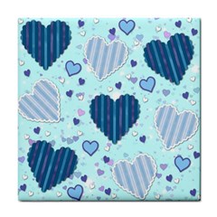 Light And Dark Blue Hearts Tile Coasters