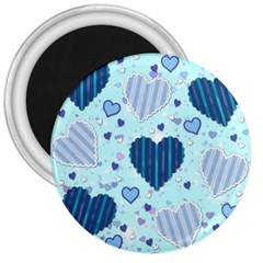 Light And Dark Blue Hearts 3  Magnets by LovelyDesigns4U