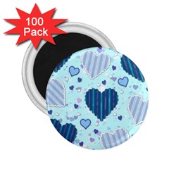 Light And Dark Blue Hearts 2 25  Magnets (100 Pack)  by LovelyDesigns4U