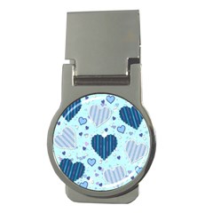 Light And Dark Blue Hearts Money Clips (round)  by LovelyDesigns4U