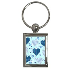 Light And Dark Blue Hearts Key Chains (rectangle)  by LovelyDesigns4U