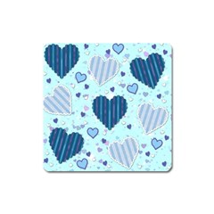 Light And Dark Blue Hearts Square Magnet by LovelyDesigns4U