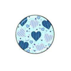 Light And Dark Blue Hearts Hat Clip Ball Marker (4 Pack)