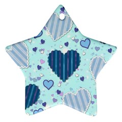 Light And Dark Blue Hearts Star Ornament (two Sides)  by LovelyDesigns4U