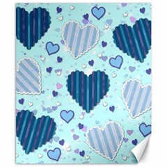 Light And Dark Blue Hearts Canvas 8  X 10 