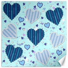 Light And Dark Blue Hearts Canvas 16  X 16   by LovelyDesigns4U