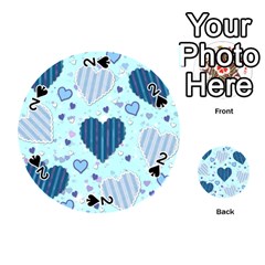 Light And Dark Blue Hearts Playing Cards 54 (round) 