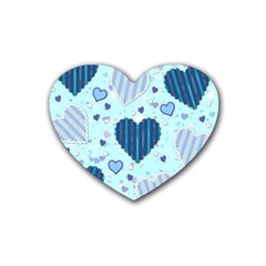 Light And Dark Blue Hearts Heart Coaster (4 Pack)  by LovelyDesigns4U