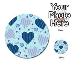 Light And Dark Blue Hearts Multi-purpose Cards (round) 