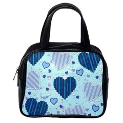 Light And Dark Blue Hearts Classic Handbags (one Side)