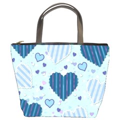 Light And Dark Blue Hearts Bucket Bags by LovelyDesigns4U