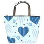 Light and Dark Blue Hearts Bucket Bags Front