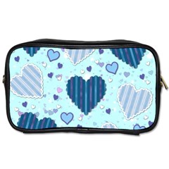 Light And Dark Blue Hearts Toiletries Bags by LovelyDesigns4U