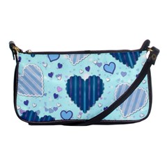 Light And Dark Blue Hearts Shoulder Clutch Bags by LovelyDesigns4U