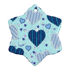 Light And Dark Blue Hearts Ornament (snowflake) 