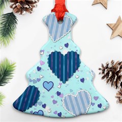 Light And Dark Blue Hearts Ornament (christmas Tree)