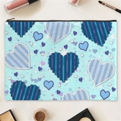 Light And Dark Blue Hearts Cosmetic Bag (xxxl)  by LovelyDesigns4U