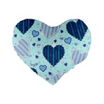 Light and Dark Blue Hearts Standard 16  Premium Heart Shape Cushions Front