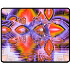 Crystal Star Dance, Abstract Purple Orange Double Sided Fleece Blanket (medium)  by DianeClancy