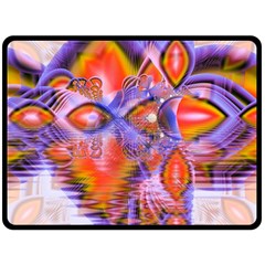 Crystal Star Dance, Abstract Purple Orange Double Sided Fleece Blanket (large)  by DianeClancy