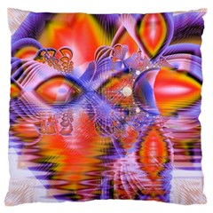 Crystal Star Dance, Abstract Purple Orange Large Flano Cushion Case (two Sides) by DianeClancy