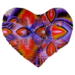 Crystal Star Dance, Abstract Purple Orange Large 19  Premium Flano Heart Shape Cushions by DianeClancy