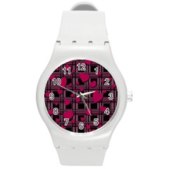 Harts Pattern Round Plastic Sport Watch (m) by Valentinaart