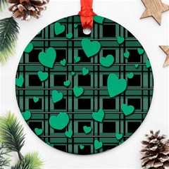 Green Love Round Ornament (two Sides)  by Valentinaart