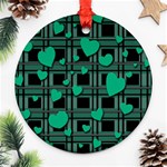 Green love Round Ornament (Two Sides)  Back