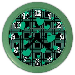 Green Love Color Wall Clocks by Valentinaart