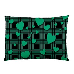 Green Love Pillow Case by Valentinaart