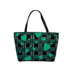 Green Love Shoulder Handbags by Valentinaart