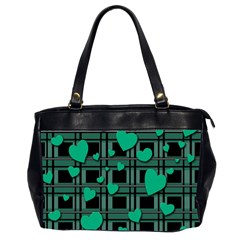 Green Love Office Handbags (2 Sides)  by Valentinaart